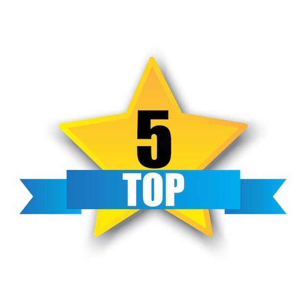 top 5 rating star vector fifth place award badge with ribbon number five ranking symbol 213497 3596